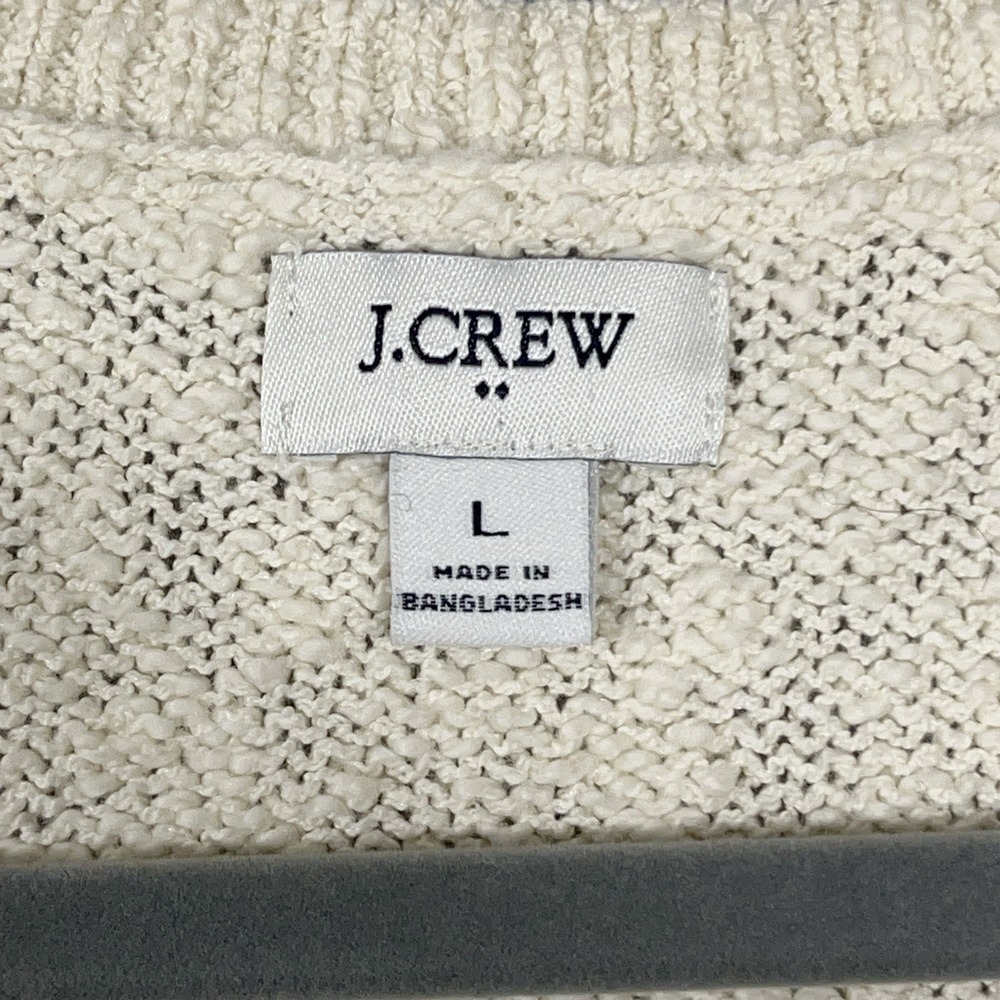 J.‎ Crew Womens Beige V-Neck Sweater L Cotton Blend Pullover Preppy Comfy Casual - Picture 2 of 8